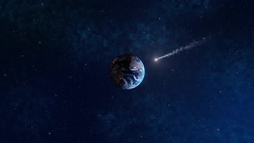 Planet Erde Meteor und Nebel 3d Planet Erde Mögliche Asteroidenbedrohung