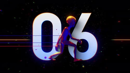 Farbenfroher Countdown von Alien, Nummer 06