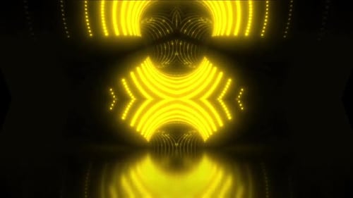 Dynamic yellow light tunnel pulsing with energy and motion