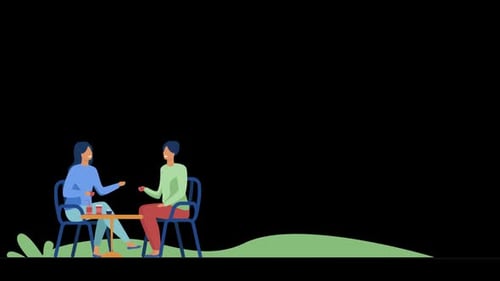 Two Women Drinking Coffee Alpha Channel