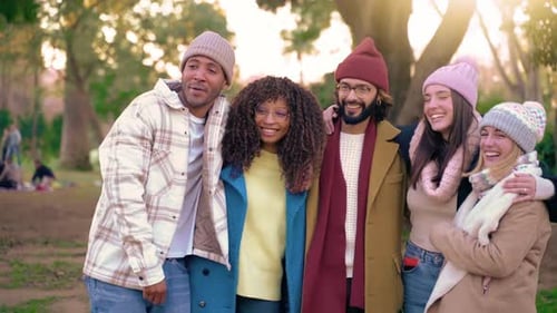 Cheerful Group of Friends Having Fun Together Outdoors