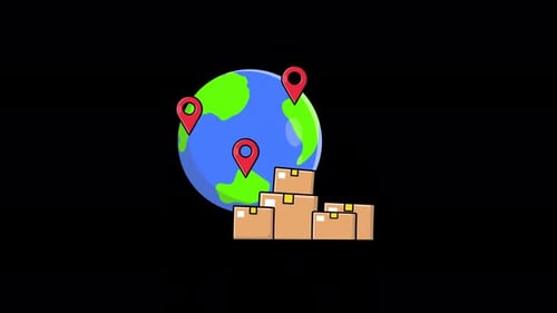 Animated Global Logistics and Delivery Flat Design Icon