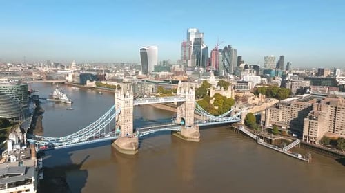 Iconic Tower Bridge Connecting London with Southwark on the Thames River