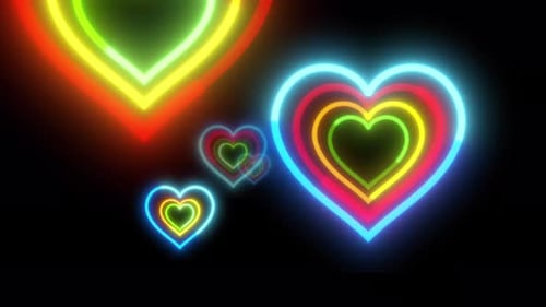 Bright Neon Hearts Vj Loop For Valentines Day