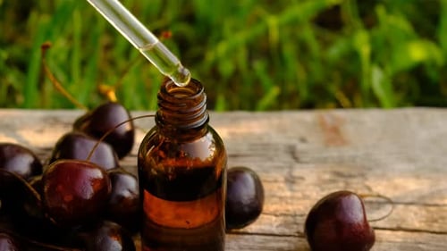 Cherry Extract in Supplements Selective Focus