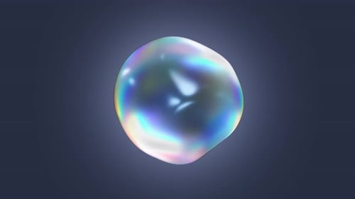 Transparent multicolored water bubble with iridescent effect.