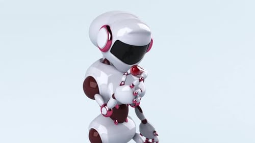 3D Modern Robot Holding a Medical Pill
