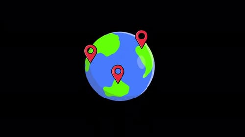 Animated Global Map with Location Pin Markers