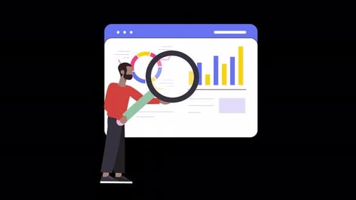 Man Searching And Analysis Info Animation 4K On Alpha