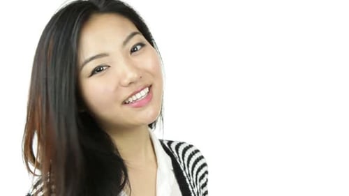 Attractive woman from east asia in her 20s isolated in studio