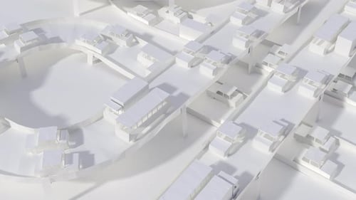 Construction développée, intersections autoroutières rapides, carte, effets visuels, itinéraire