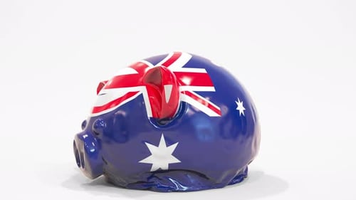 Deflating Inflatable Piggy Bank with Printed Flag of Australia