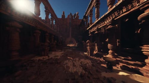 Ancient Mystical Temple Ruins Exploration Motion Background