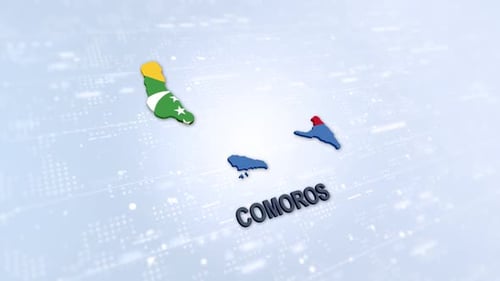 3D Comoros Map Flag Title Animation