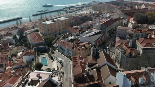 Aerial view of Alfama, Lisbon, Portugal