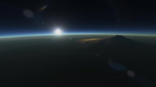 Volcano on Exoplanet in Another Solar System 3d Visualization