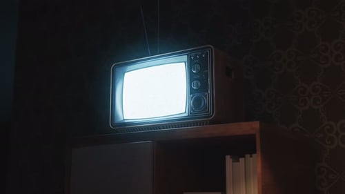 Retro Television Screen with Static Noise and Glitch Effect