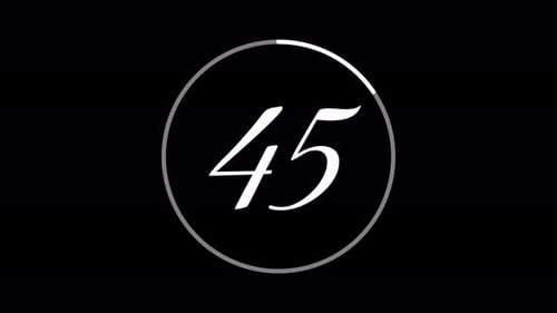 Circle countdown timer one minute animation from 45 to 0 second animation on black background with a