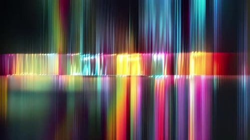 Horizontal holographic light leak glitch with prism colors, chromatic distortion and iridescent glow