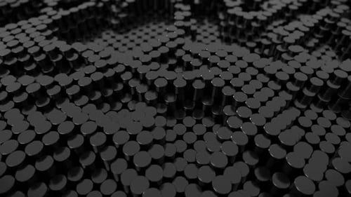 Abstract Black Cylinders Waving Geometric Background Loop