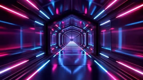 Futuristic Neon Tunnel Loop Background