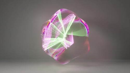 Mesmerizing 3D Rendering of a Vibrant Iridescent Shelllike Structure with Intricate Light Patterns