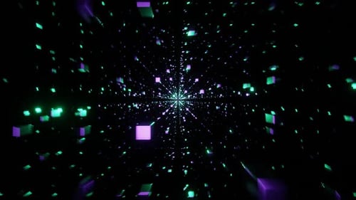 Light Purple and Turquoise Abstract Cubic Dimension Background VJ Loop with Rotation in HD