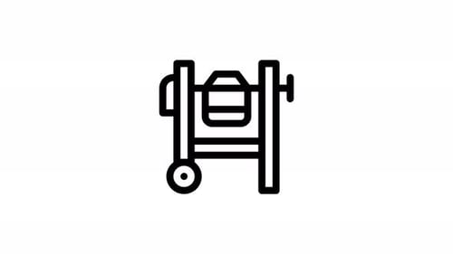 Animated Concrete Mixer Line Icon