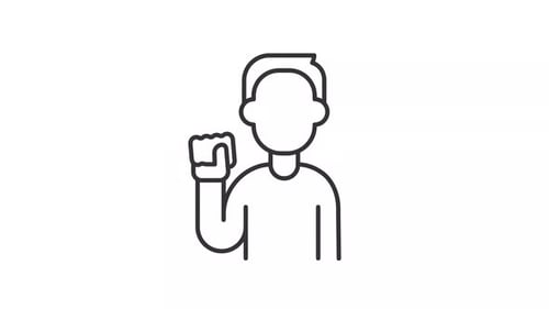 Animated Person Icon Pumping Fist in Flat Design