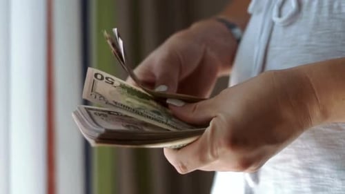 counting money, dollar cash. counting banknotes