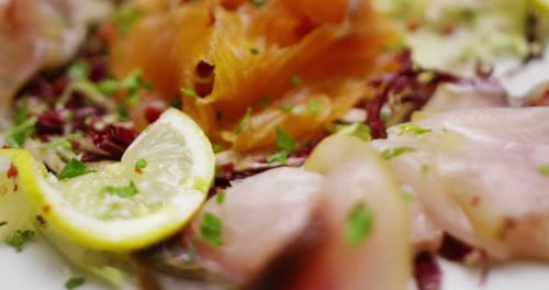 fish plate with salad, for health and diet food for good nutrition and light