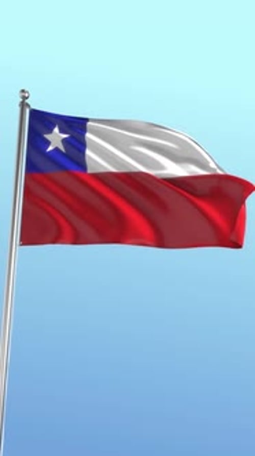 Waving Flag of Chile Loop with Blue Sky