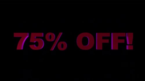 Animated 75 Percent Off Text Promotion Title