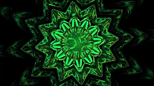 Abstract Green Glass Star Kaleidoscope Loop Background