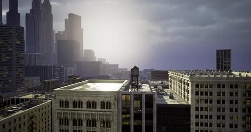 Cinematic Aerial Cityscape Flyover Animation