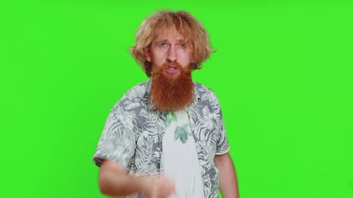 Angry Man Talking and Arguing on Green Screen