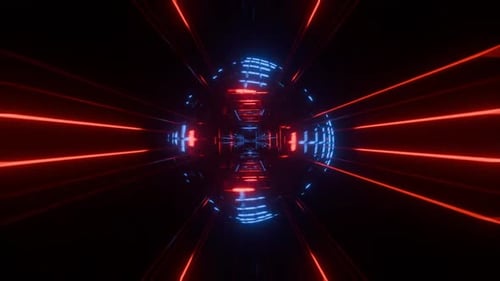 Túnel futurista con luces de neón y bucle sin fin