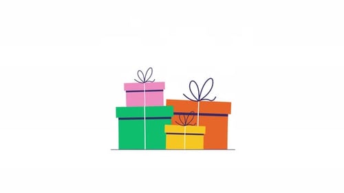 Animated Flat Design Gift Boxes Stacking Up