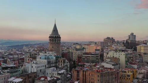 Luftaufnahme des Galataturms und des Stadtbildes, Türkei.