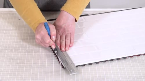 Crafting Cutting Tile With Knife And Ruler