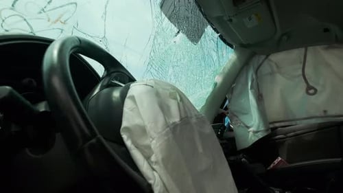 Cracked Windshield Window of a Car After an Accident