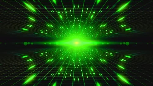 Enter the vibrant neon green tunnel for a futuristic journey into digital dimensions