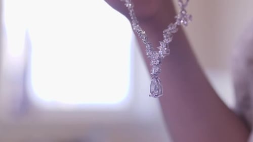Slow-Motion Shot of a Diamond Necklace