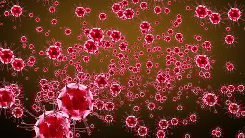 Floating Red Virus Particles Medical Science Background Animation
