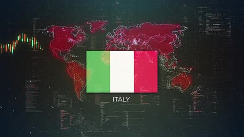 Italy Flag Global Market Data Chart Animation