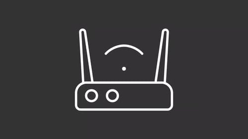 Animated Wi-Fi Router Icon with Flowing Signals