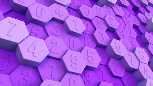 Sechseckiger Mosaik-Hintergrund mit Zufallszahl, Violett