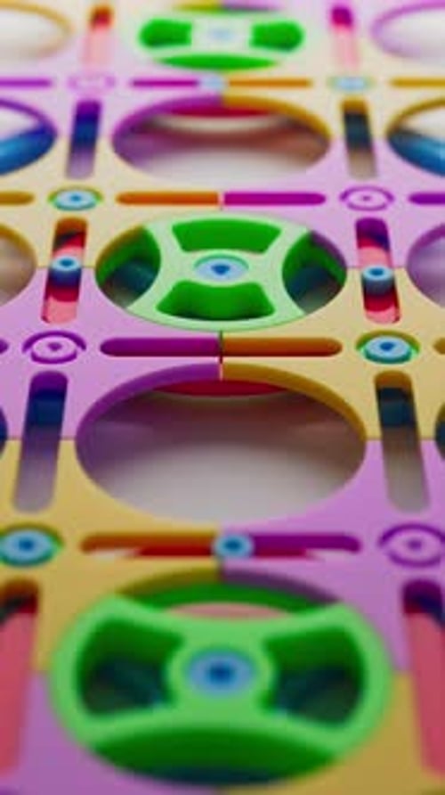 Colorful Abstract Interlocking Geometric Gears Loop Animation