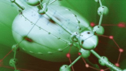 fundo de movimento animado mostrando moléculas nucleares átomo, energia radioativa, eletricidade, energia