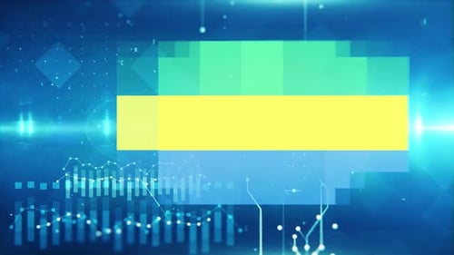 Gabon Flag On Economy Background And Graph